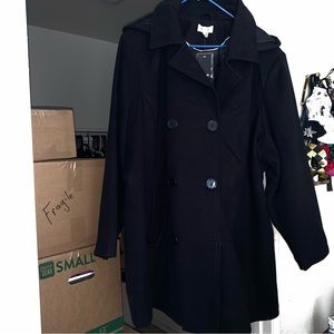 Avenue Faux Wool Peacoat w/Hood